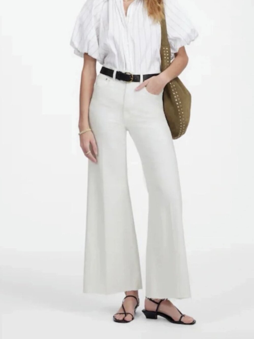 Madewell Flared Wide Leg Crop Jean Super Stretch Sz 32 Pure White NWT